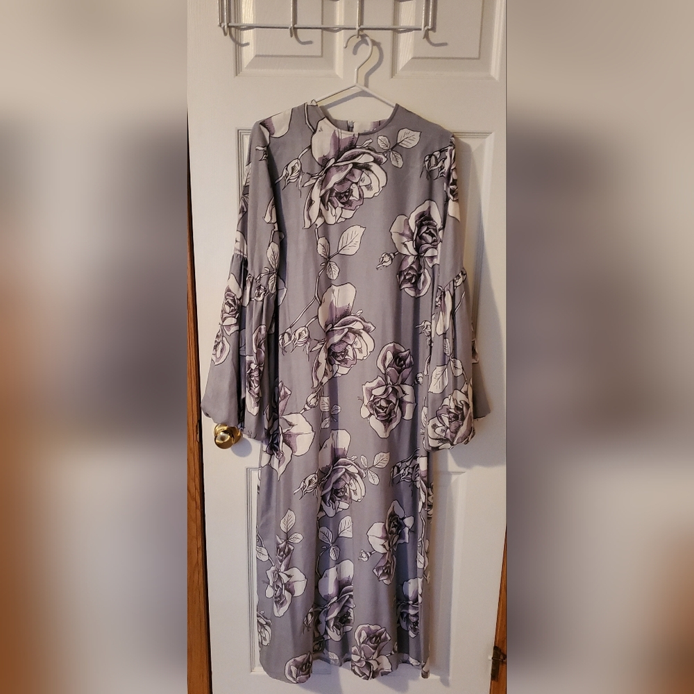 Floral Gray and Purple Dress